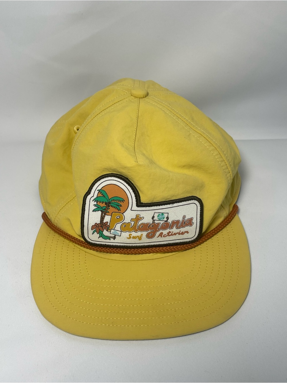 Patagonia Waterfarer cap surf activism patch yellow outdoor hat adjustable back